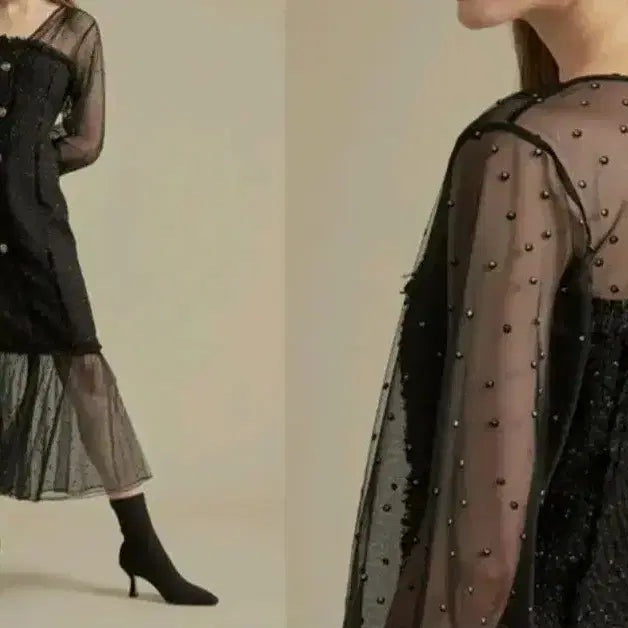 [SOLD OUT] (새상품) 한섬 오브제 시스루 트위드 원피스(이하늬 원피스)