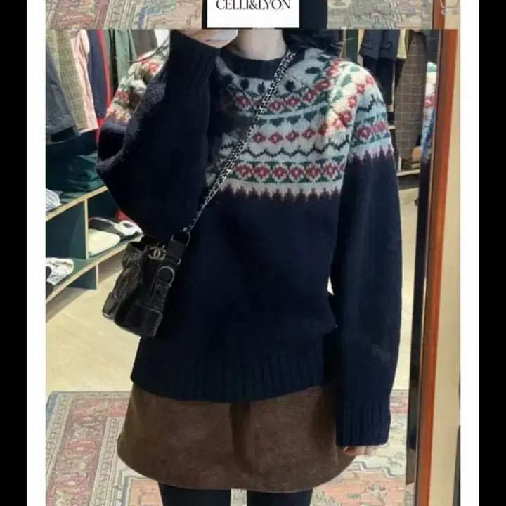 [BUNJANG] Celline & Lyon Winter Jacquard Knit Navy Nordic Knit / 셀리앤리옹 winter jacquard knit 네이비 노르딕 니트