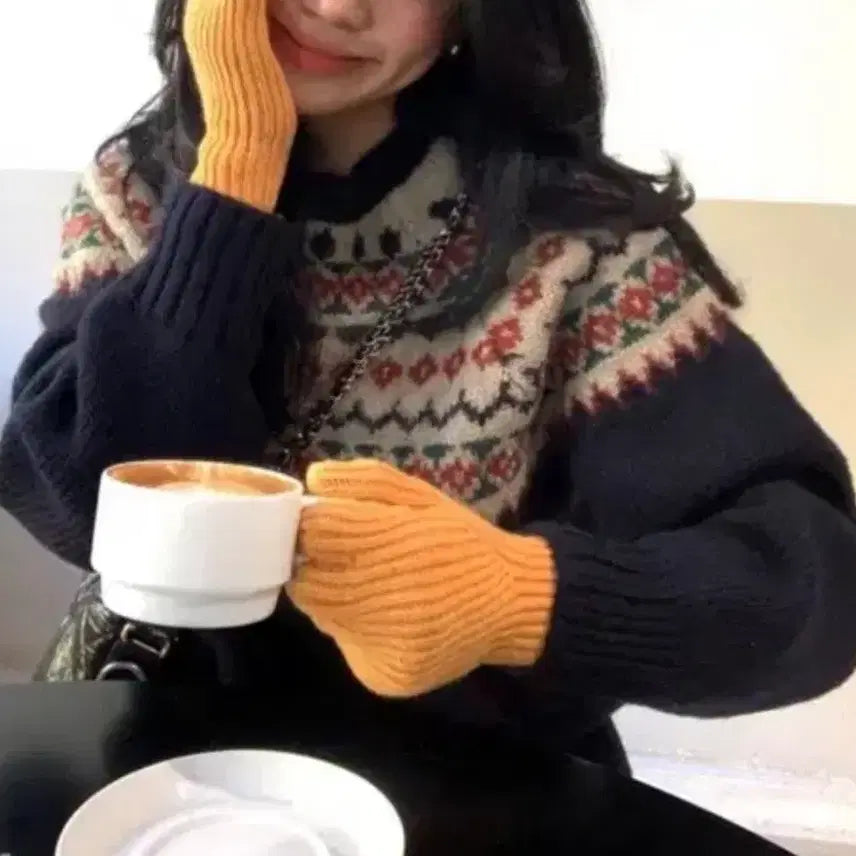 [BUNJANG] Celline & Lyon Winter Jacquard Knit Navy Nordic Knit / 셀리앤리옹 winter jacquard knit 네이비 노르딕 니트