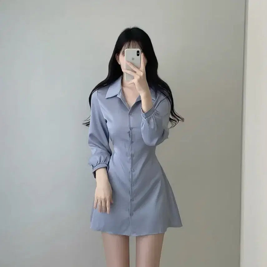 [BUNJANG] Avely Louis V. Ribbon Silk Mini Dress / 에이블리 루이비 백 리본 실크 셔츠 미니원피스 교신가능