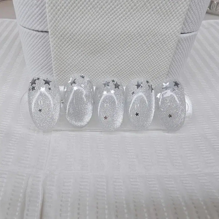 [BUNJANG] Handmade Silver Star Nail Tips / (유행) 블링 실버 스타 수제네일팁 제작