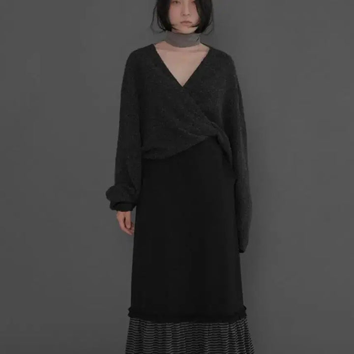 [BUNJANG] Di Fabio Mixed Shirring Stripe Skirt / 디파블로 믹스드 셔링 스트라이프 스커트