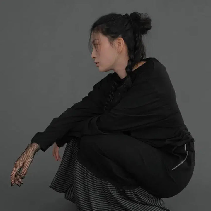 [BUNJANG] Di Fabio Mixed Shirring Stripe Skirt / 디파블로 믹스드 셔링 스트라이프 스커트