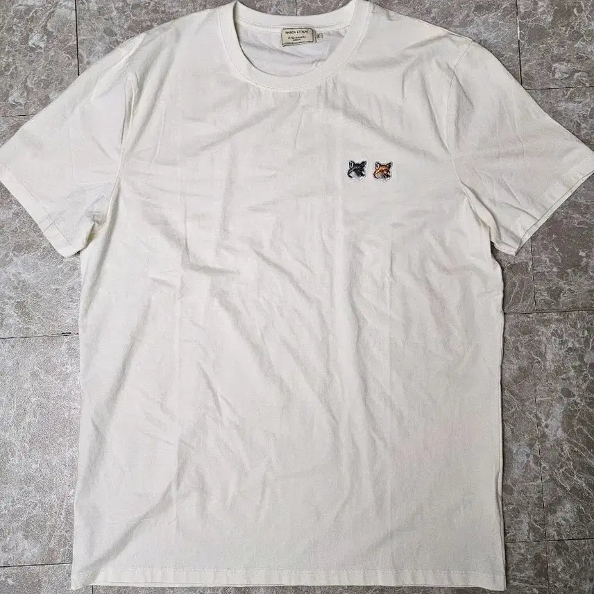 [BUNJANG] Maison Kitsune Double Fox Short Sleeve T-shirt Ivory XXL / 메종키츠네 더블 폭스 반팔 티셔츠 아이보리 xxl