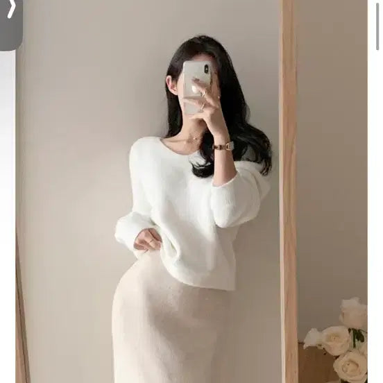 [BUNJANG] Amir Bausong V-Neck Knit - White / 새상품) 퍼빗 아미르 보송 브이넥 니트 - 화이트