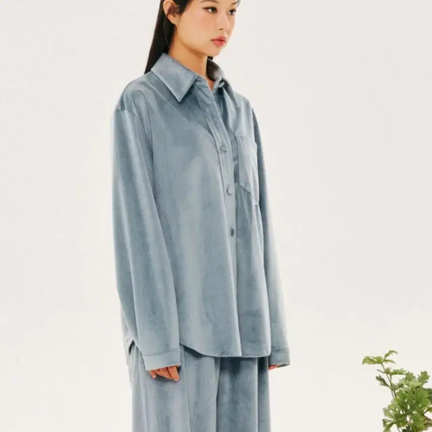 [SOLD OUT] 새상품)플라즈마스페어 벨벳 셔츠 스카이블루
