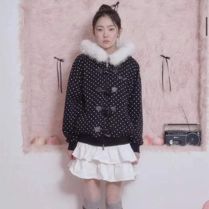 [BUNJANG] Freeda Dot Duffel / 프렌다 도트 후드집업 dot duffel