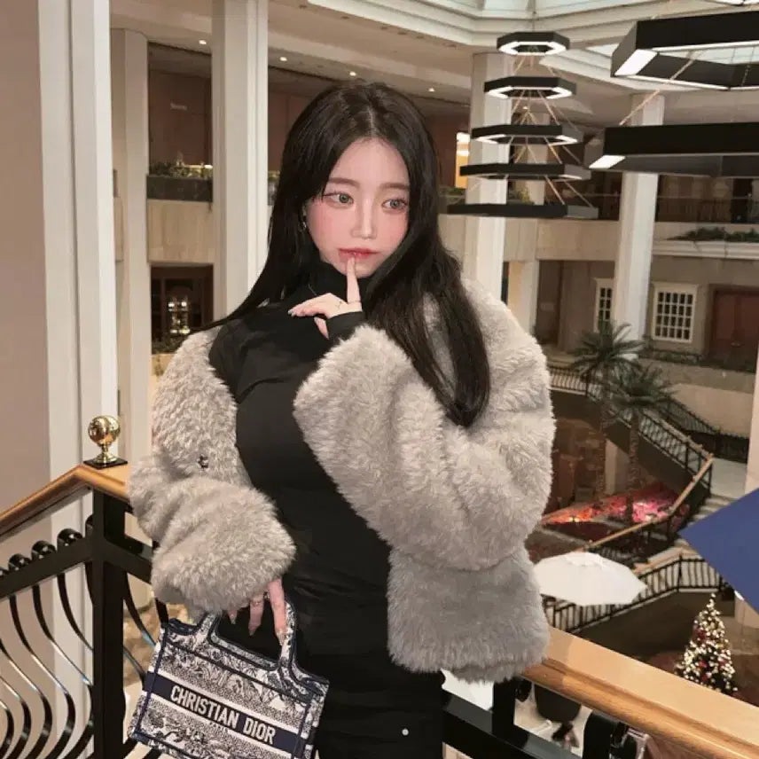 [BUNJANG] Roselin Jibbling Ice Gray Jacket / 로젤린 지블링 울 카라퍼 jk 아이스그레이