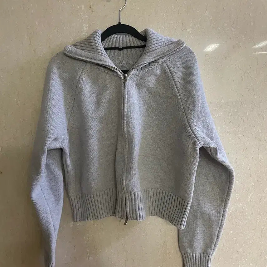 [BUNJANG] Urbanic Club Gray Knit Zip-up / 얼바닉 클럽 그레이 니트 집업