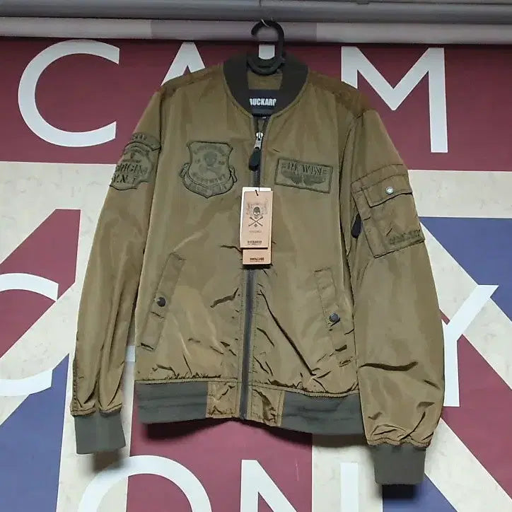 [BUNJANG] Buckaroo Unisex Skull Patch Jacket - Khaki / 버커루 점퍼 스컬 와펜장식 M 95 사이즈 카키