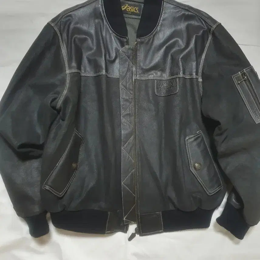 [BUNJANG] Asics ZUMD Leather Jacket (Size 100) / 아식스 ZUMD 소가죽 자켓 100사이즈