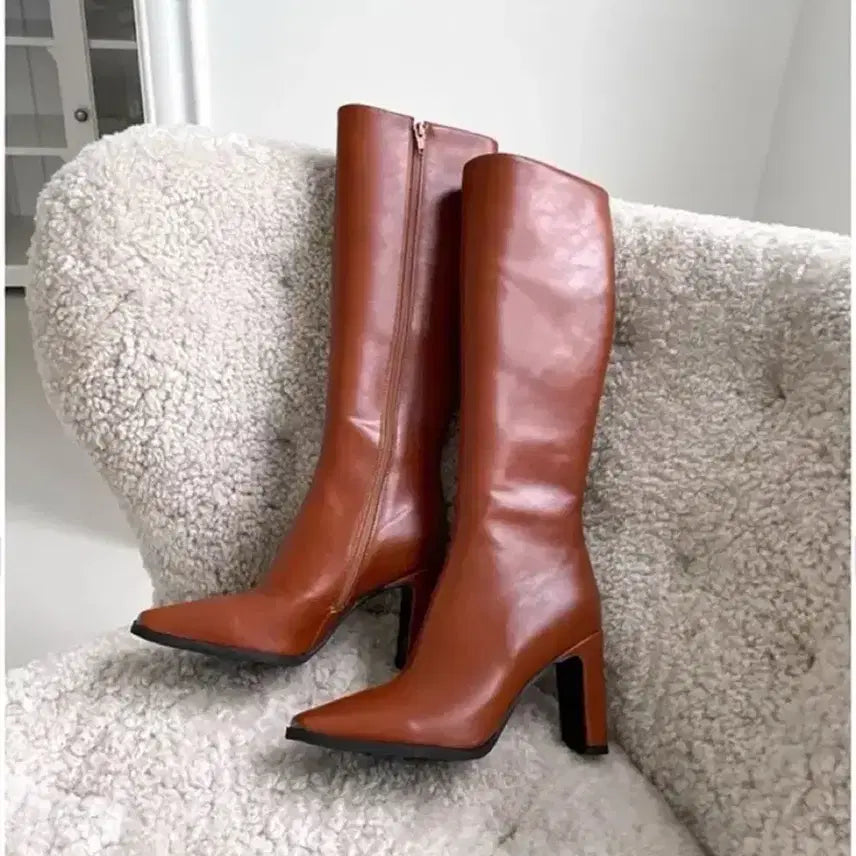 [BUNJANG] Long Boots / 브라운 카멜 롱부츠 착샷o