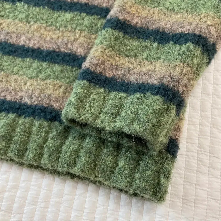 [BUNJANG] BeBe Matcha Stripe Knit Sweater / 착샷O) [일본 빈티지] BeBe 말차 스트라이프 니트 스웨터