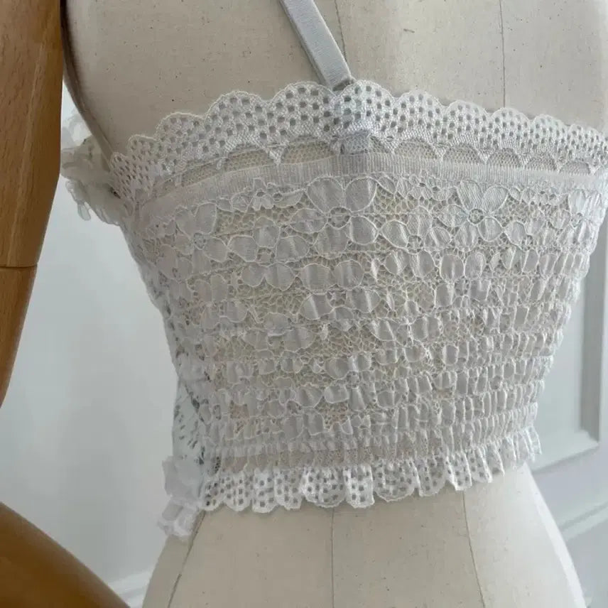 [BUNJANG] Floral Lace Bustier Tank Top / [새상품] 플라워 잔꽃 레이스 뷔스티에 나시