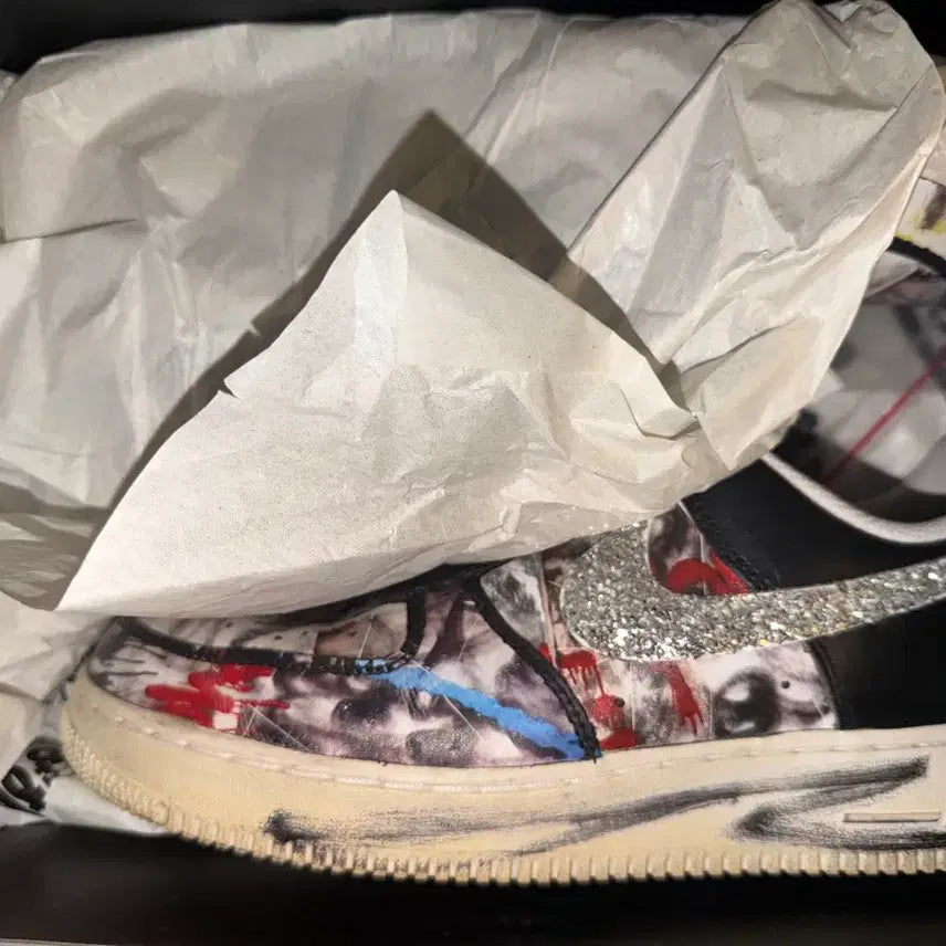 [BUNJANG] Nike Air Force 1 PEACEMINUSONE Black Custom Sneakers / 에어포스1 피스마이너스원 270cm 블랙 커스텀