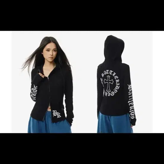 [BUNJANG] Avely Diploma Hoodie Zip-up & Check Pants Set / 에이블리 슬림핏 디플로마 후드집업&체크팬츠 세트