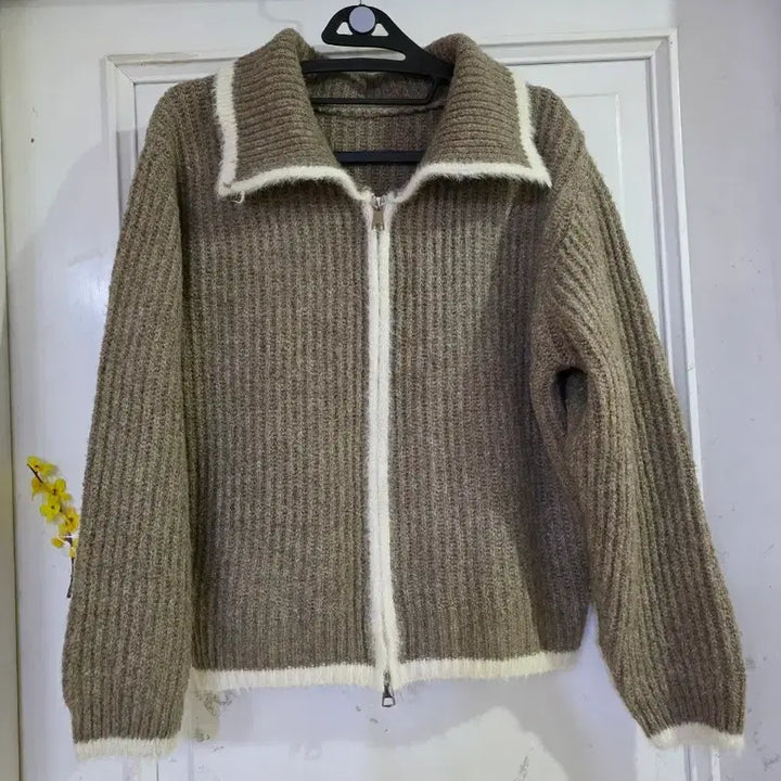 [BUNJANG] Soft Wool Zip Knit Cardigan / 부드러운 봄겨울  울 7 지퍼 니트가디건  깨끗해요   가슴54