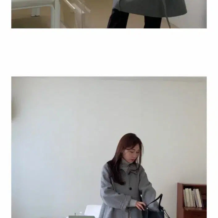 [BUNJANG] Object Handmade Long Coat Melange Gray / 오브젝트 핸드메이드 롱 코트 멜란지 그레이 컬러