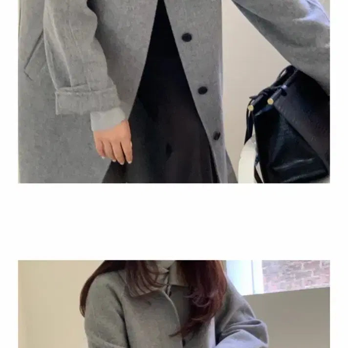[BUNJANG] Object Handmade Long Coat Melange Gray / 오브젝트 핸드메이드 롱 코트 멜란지 그레이 컬러