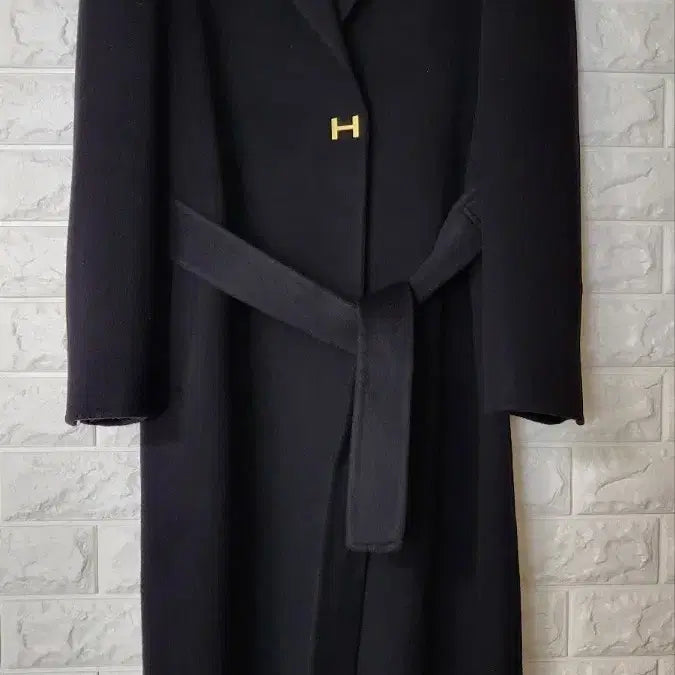 [BUNJANG] Black Long Belted Wool Coat / 울100 블랙 롱 벨트 코트 새상품입니다.