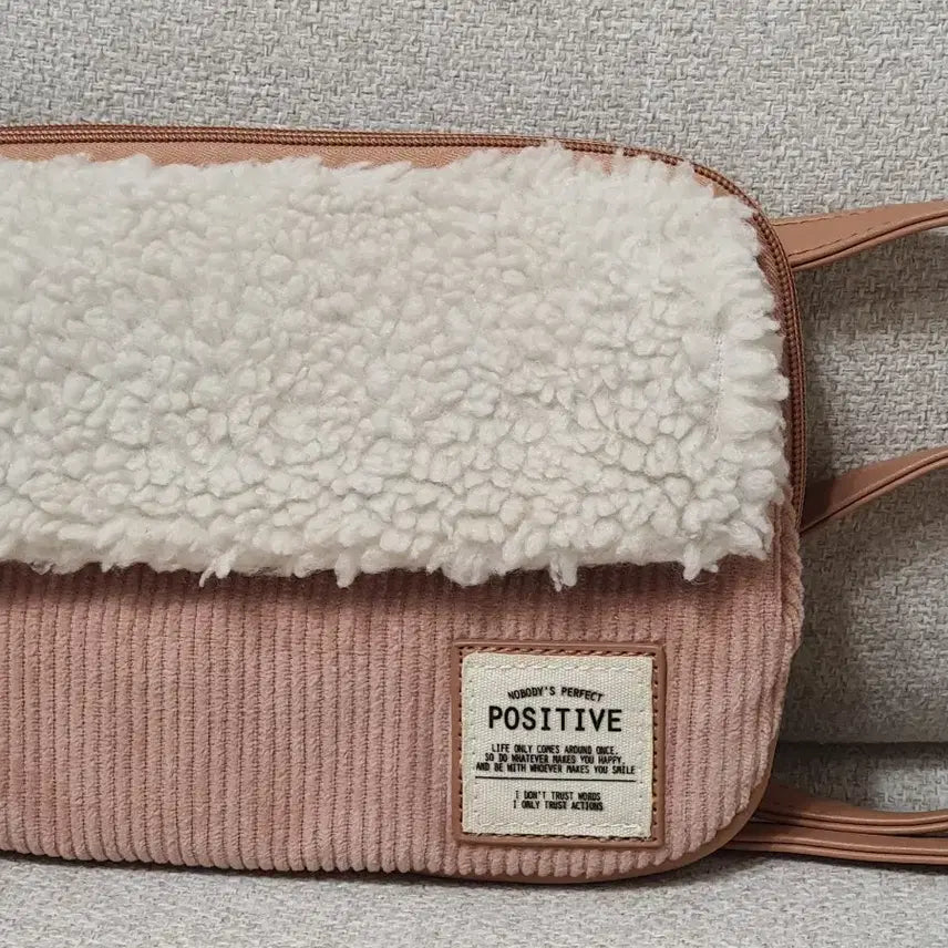 [BUNJANG] Pink Corduroy Crossbody Bag / 핑크 코듀로이 뽀글이 크로스백