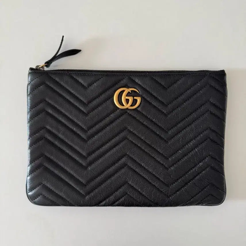 [BUNJANG] Gucci Marmont Black Leather Pouch / 구찌 마몬트 블랙 레더 파우치