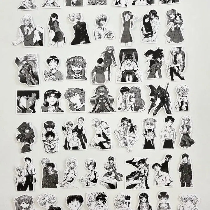 [BUNJANG] Evangelion Black and White Jigsaw Puzzle Sticker / 에반게리온 흑백 조각스티커 83조각