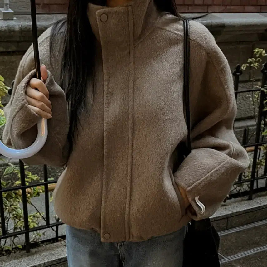 [BUNJANG] Maybns Handmade Short Coat Brown Women's Jacket Coat / 메이빈스 핸드메이드 숏 코트 브라운 여성 자켓 코트