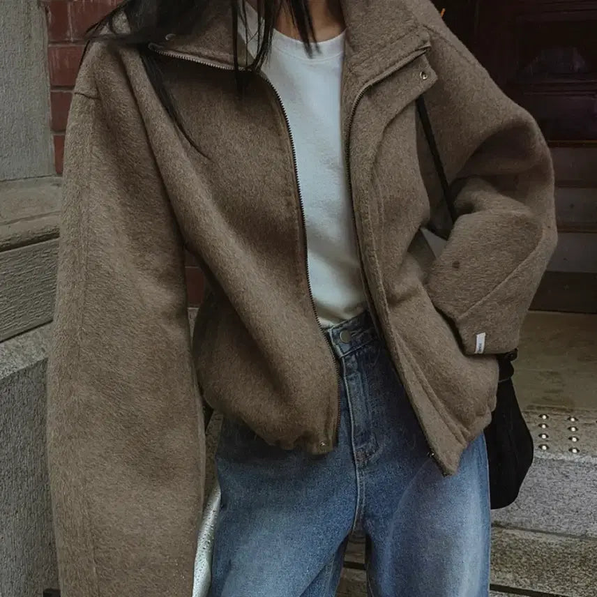 [BUNJANG] Maybns Handmade Short Coat Brown Women's Jacket Coat / 메이빈스 핸드메이드 숏 코트 브라운 여성 자켓 코트