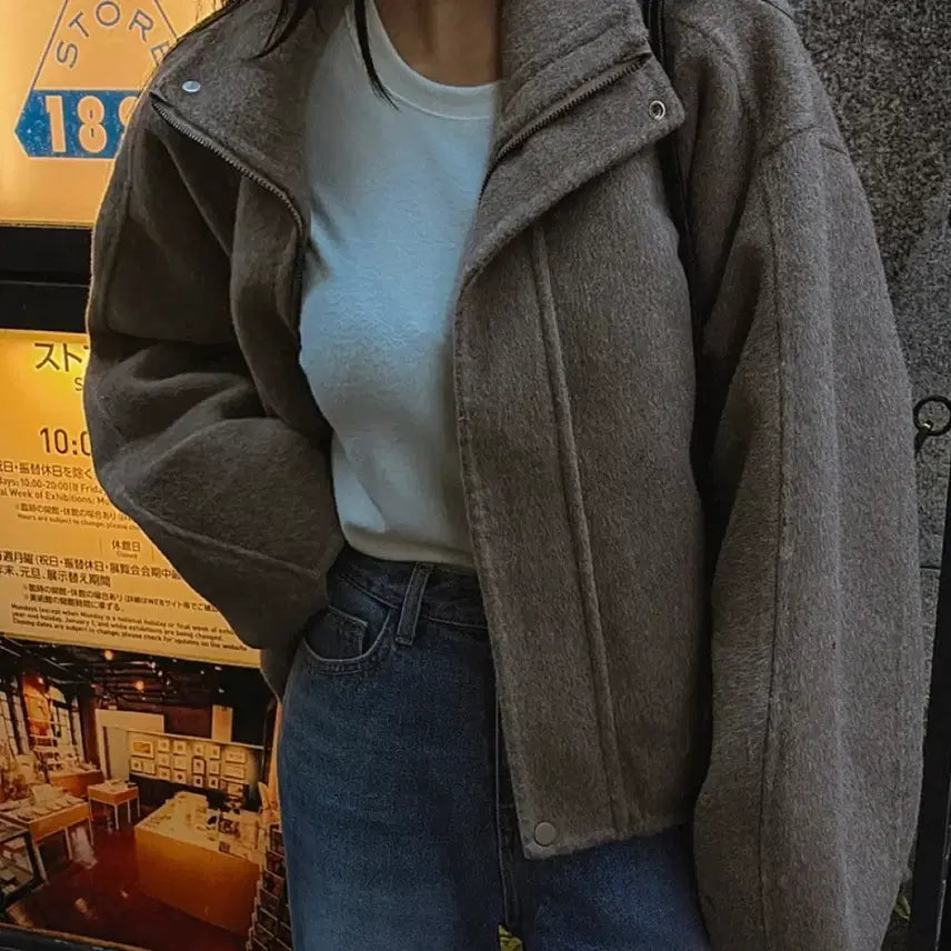 [BUNJANG] Maybns Handmade Short Coat Brown Women's Jacket Coat / 메이빈스 핸드메이드 숏 코트 브라운 여성 자켓 코트