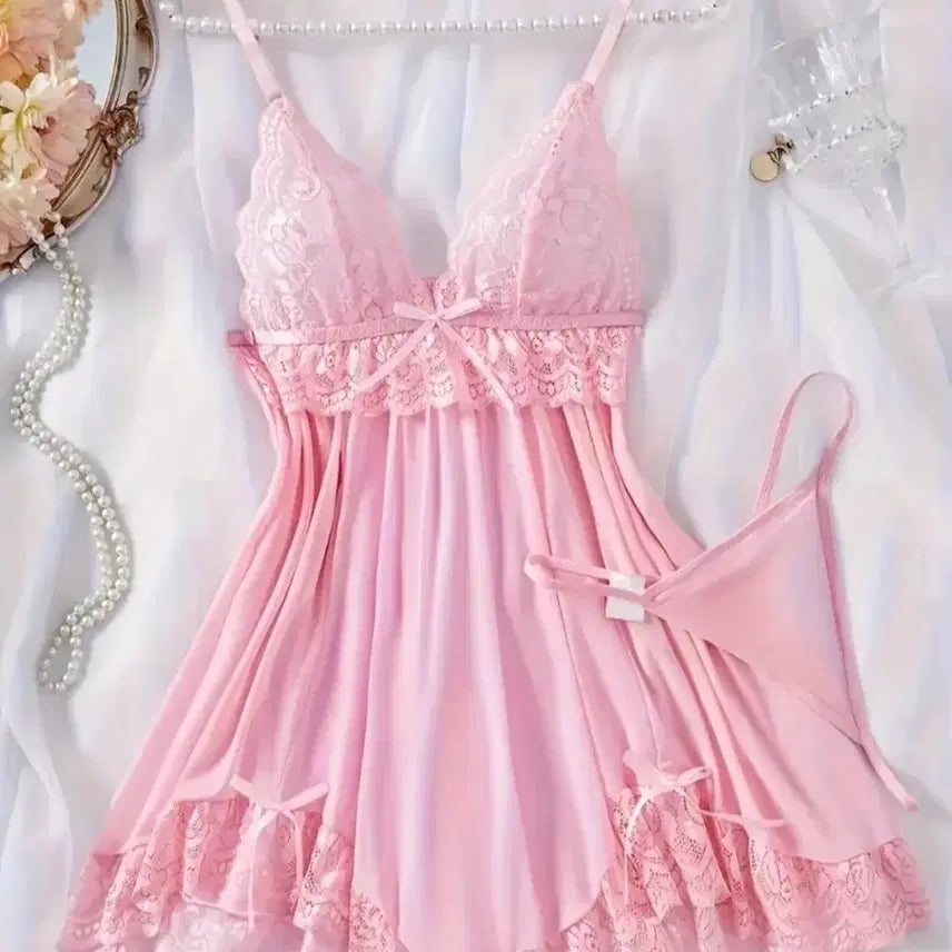 [BUNJANG] Pink Lace Event Slip S / 핑크 레이스 이벤트 슬립 S