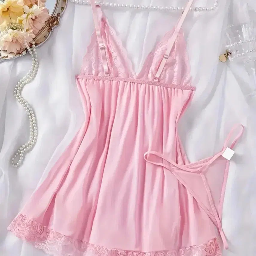 [BUNJANG] Pink Lace Event Slip S / 핑크 레이스 이벤트 슬립 S