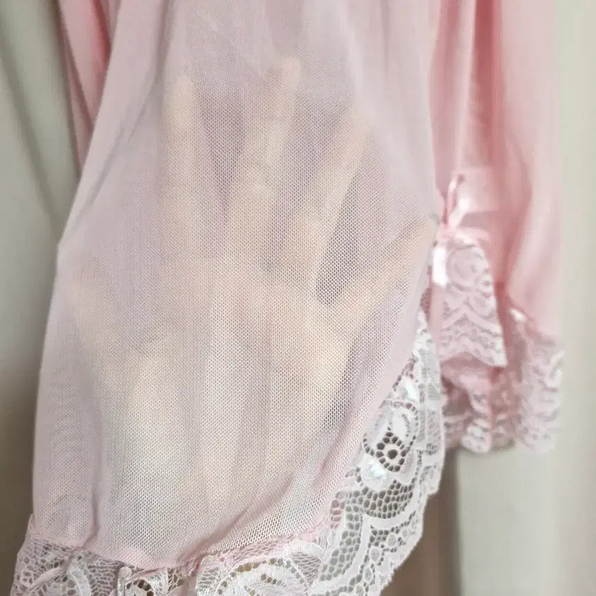 [BUNJANG] Pink Lace Event Slip S / 핑크 레이스 이벤트 슬립 S