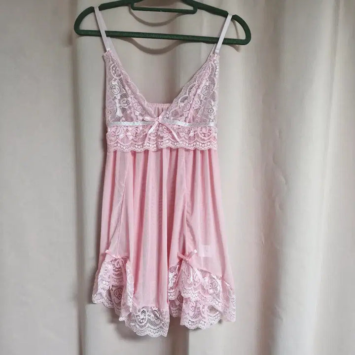 [BUNJANG] Pink Lace Event Slip S / 핑크 레이스 이벤트 슬립 S