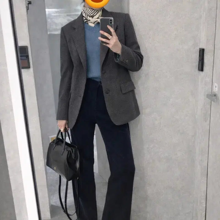 [BUNJANG] AtG Herringbone Jacket Charcoal / AtG 헤링본 자켓 차콜색