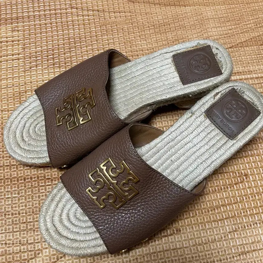 [BUNJANG] Tory Burch Espadrille Leather Slippers / 토리버치 에스파듀 레더 슬리퍼