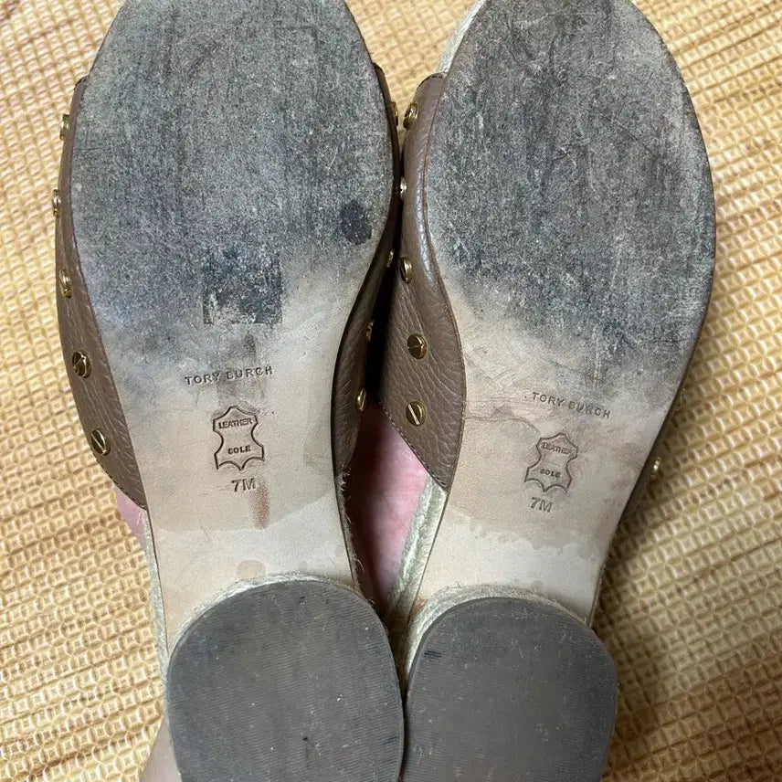 [BUNJANG] Tory Burch Espadrille Leather Slippers / 토리버치 에스파듀 레더 슬리퍼