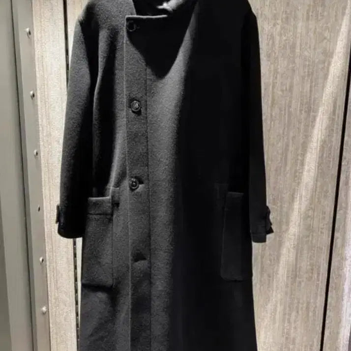 [BUNJANG] Black Long Coat / 코트 검정 긴 원형