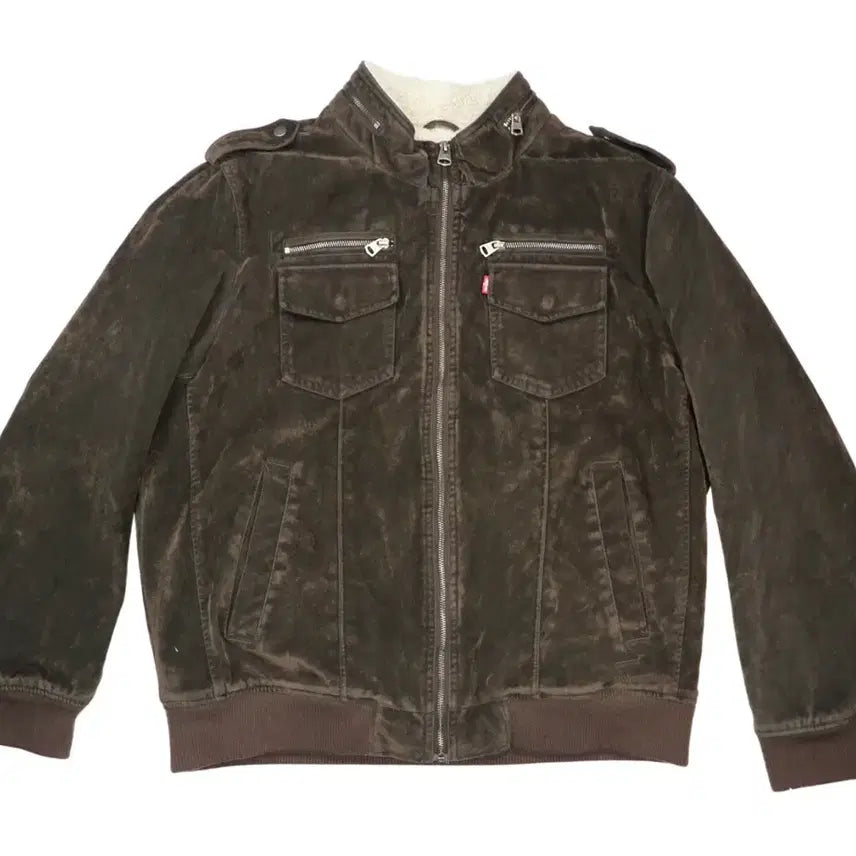 [BUNJANG] Levi's Brown Faux Suede Bomber Jacket XL / 리바이스 브라운 인조 스웨이드 봄버 재킷 XL
