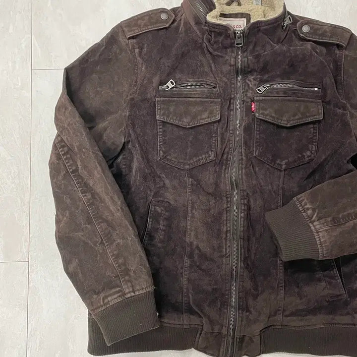 [BUNJANG] Levi's Brown Faux Suede Bomber Jacket XL / 리바이스 브라운 인조 스웨이드 봄버 재킷 XL
