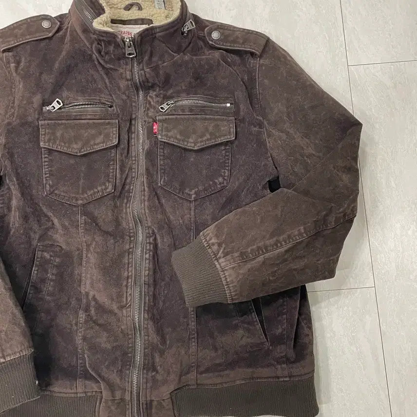 [BUNJANG] Levi's Brown Faux Suede Bomber Jacket XL / 리바이스 브라운 인조 스웨이드 봄버 재킷 XL