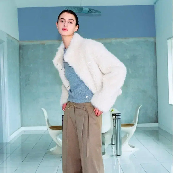 [BUNJANG] Loeuvre Ivory Faux Fur Jacket / *오늘만 이가격*)루에브르 아이보리 퍼자켓