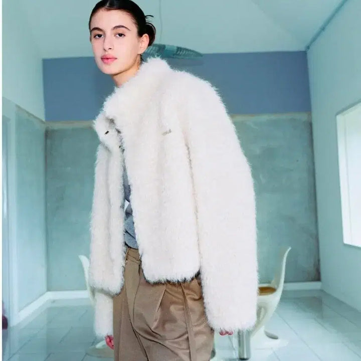[BUNJANG] Loeuvre Ivory Faux Fur Jacket / *오늘만 이가격*)루에브르 아이보리 퍼자켓