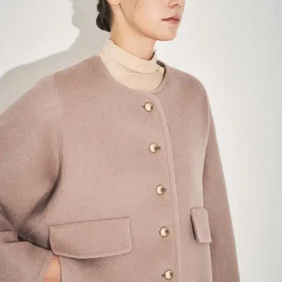 [BUNJANG] MINE Cashmere Handmade Collarless Jacket / MINE 마인 캐시미어 핸드메이드 칼라리스 자켓