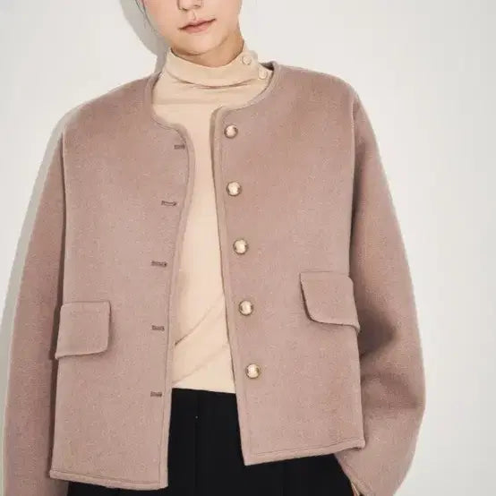 [BUNJANG] MINE Cashmere Handmade Collarless Jacket / MINE 마인 캐시미어 핸드메이드 칼라리스 자켓