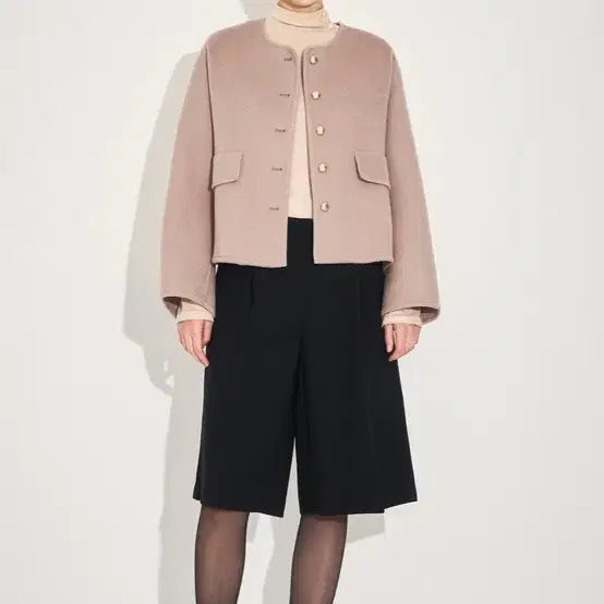 [BUNJANG] MINE Cashmere Handmade Collarless Jacket / MINE 마인 캐시미어 핸드메이드 칼라리스 자켓