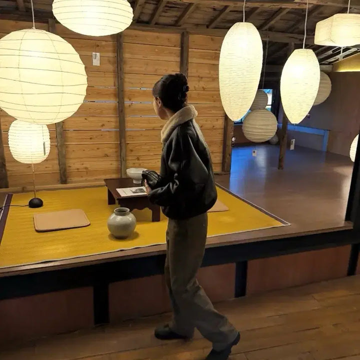 [BUNJANG] Nothing Written Brown Leather Shearling Jacket / 낫띵리튼 브라운 레더 시어링 자켓