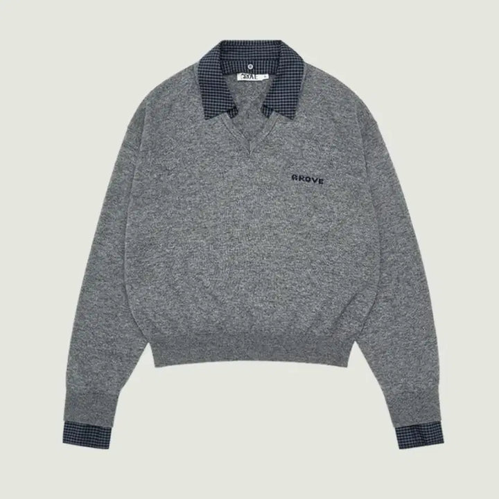 [BUNJANG] Groove Check Collar Knit Gray / 그로브 체크 카라 니트 그레이