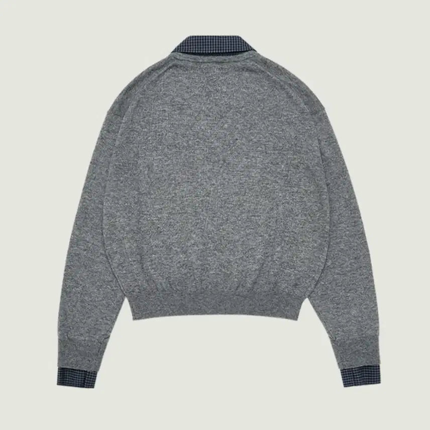 [BUNJANG] Groove Check Collar Knit Gray / 그로브 체크 카라 니트 그레이