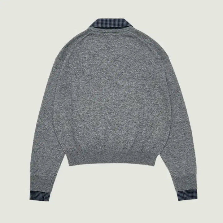 [BUNJANG] Groove Check Collar Knit Gray / 그로브 체크 카라 니트 그레이